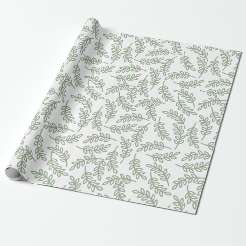 Sage Green Boho Botanical Wrapping Paper