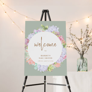 Sage Green Boho Cactus Baby Shower Welcome Sign