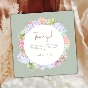 Sage Green Boho Cactus Desert Baby Shower  Thank You Card