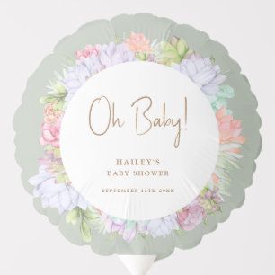 Sage Green Boho Cactus Desert Oh Baby Shower  Balloon