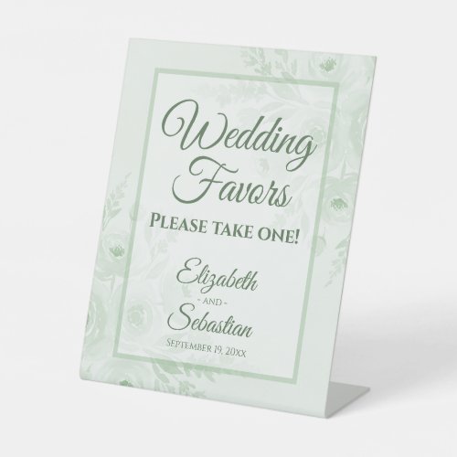 Sage Green Boho Chic Floral Wedding Favors Sign