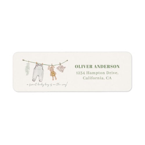 Sage Green Boho Clothes Baby Shower Return Address Label