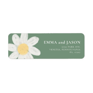 Sage Green Boho Daisy Floral Return Address Label