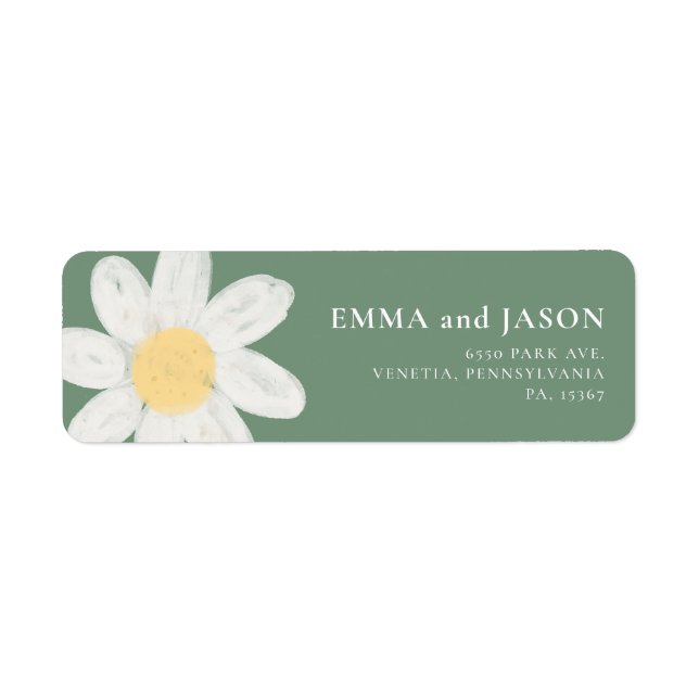 Sage Green Boho Daisy Floral Return Address Label (Front)