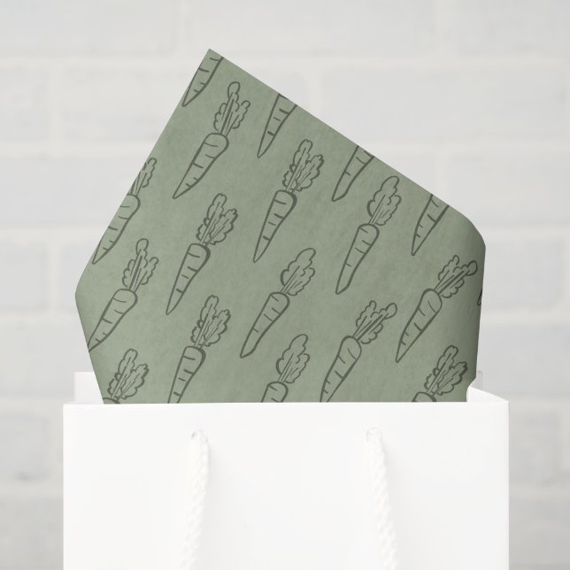 Sage Green Boho Easter Pattern Carrot Spring Tissue Paper (Gift Bag)