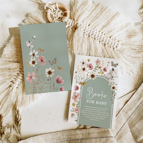 Sage Green Boho Fairy Wildflower Books for Baby Enclosure Card