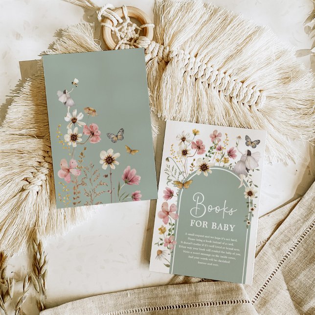 Sage Green Boho Fairy Wildflower Books for Baby Enclosure Card (Creator Uploaded)