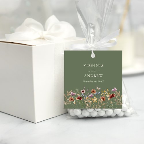 Sage Green Boho Floral Favor Tags