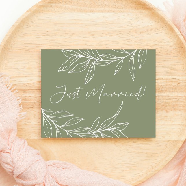 Sage Green Boho Flower Wedding Just Married (Creator Uploaded)