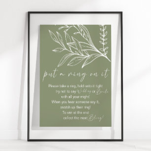 Sage Green Boho Flowers Put A Ring On It Game Poster