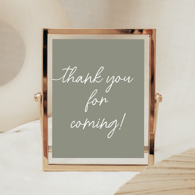 Sage Green Boho Minimalist Thank You for Coming Poster (Sweet Baby Boy Boho Baby Shower Thank You for Coming Sign)