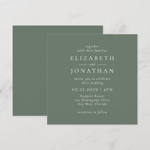Sage Green Boho Monogram Wedding Invitation