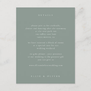 Sage Green Boho Photo Wedding Modern Enclosure Card