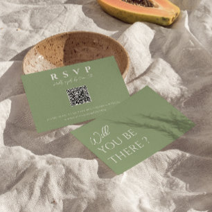Sage Green Boho QR Code Online Fun Wedding RSVP Card
