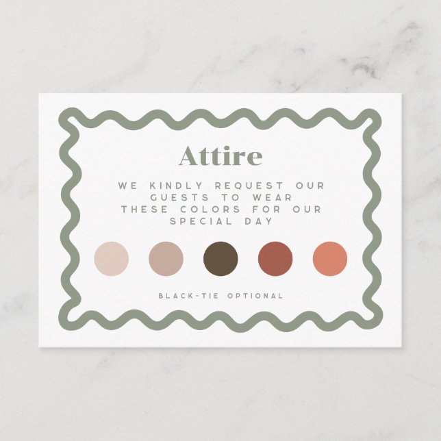 Sage Green Boho Wedding Attire Card (Front)