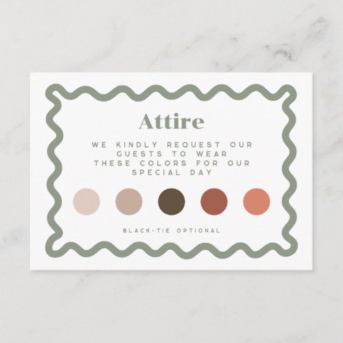 Sage Green Boho Wedding Attire Card