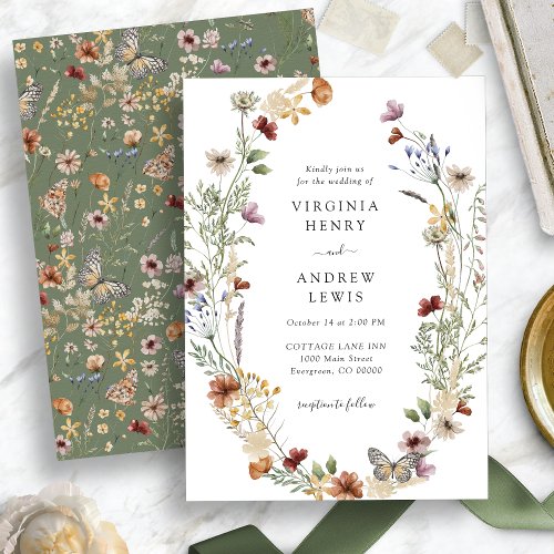 Sage Green Boho Wedding Invitation