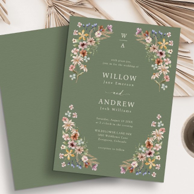 Sage Green Boho Wedding Invitation (Sage Green Boho Wedding Invitation
)