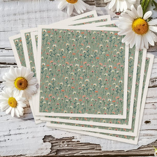 Sage Green Boho Wildflower Baby in Bloom Shower Napkins