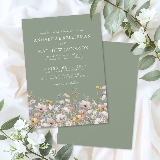 Sage Green Boho Wildflower Wedding Invitation (Sage Green Boho Wildflower Wedding Invitation)