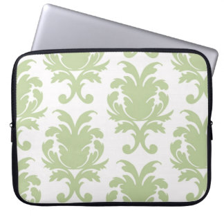 sage green bold large damask pattern laptop sleeve