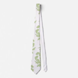 sage green bold large damask pattern neck tie