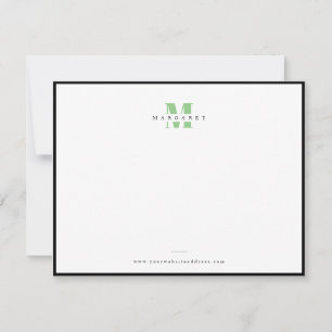 Sage Green Bold Letter Simple Monogram Name Note Card