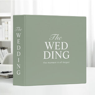 Sage Green Bold Wedding Typography Trendy 3 Ring Binder
