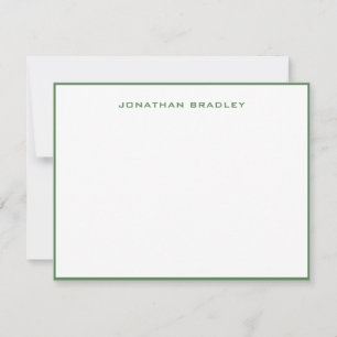 Sage Green Border All Caps Full Name Note Card