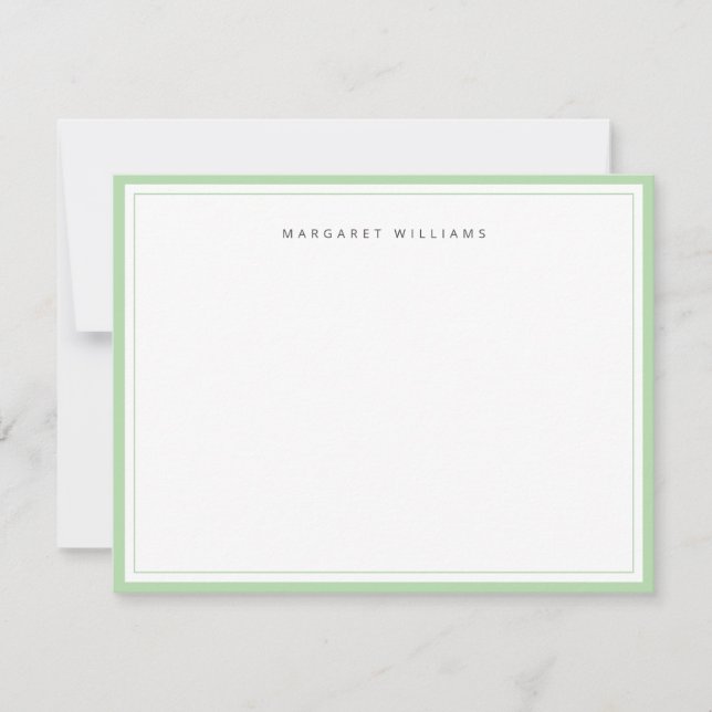 Sage Green Border Simple Minimalist Note Card (Front)