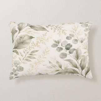Sage Green Botanical Accent Pillow