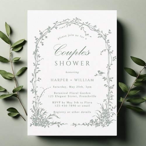 Sage Green Botanical Arch Garden Couples Shower
