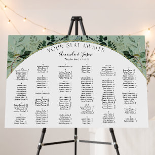 Sage Green Botanical arch wedding seating chart Foam Board