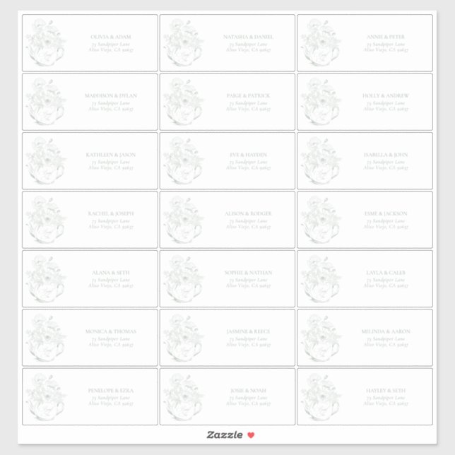 Sage Green Botanical Bridal Tea Guest Address Sticker (Sheet)