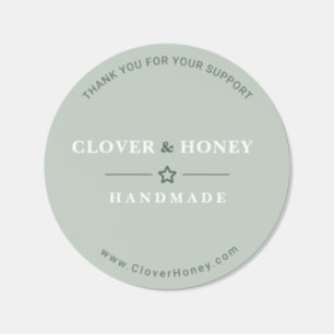 Sage Green Botanical Business Thank You Handmade Classic Round Sticker