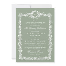 sage green botanical classic leafy frame wedding