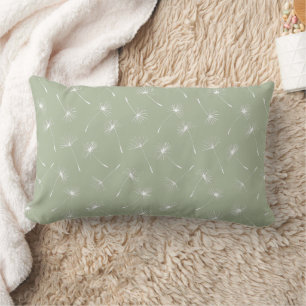 Sage Green Botanical Dandelion Pattern Lumbar Pillow