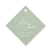 Sage Green & Botanical Diamond Favor Tag