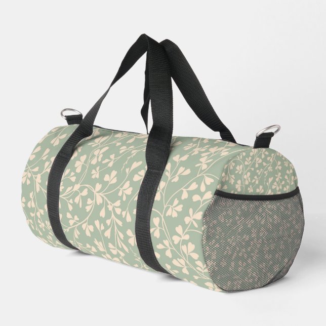 Sage Green Botanical Duffle Bag (Right Corner)
