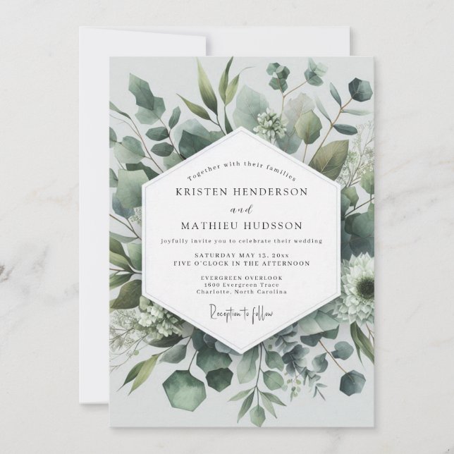 Sage Green Botanical Elegance Wedding Invitation (Front)