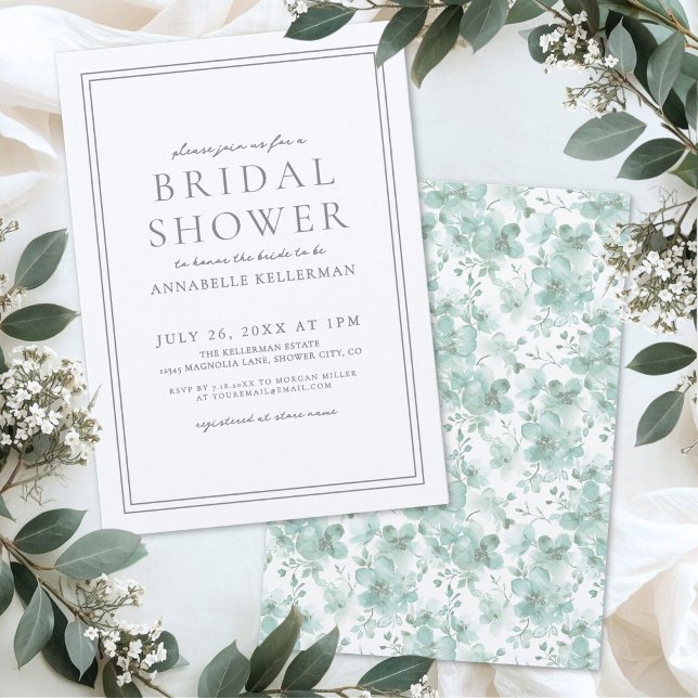 Sage Green Botanical Elegant Bridal Shower Invitation (Sage Green Botanical Elegant Bridal Shower Invitation)