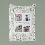 Sage green botanical elegant modern family 4 photo fleece blanket<br><div class="desc">Sage green,  black,  brown green and grey elegant modern foliage eucalyptus watercolor botanical natural multi 4 photo Christmas holiday gift blanket. Simple,  clean elegant minimal design.</div>