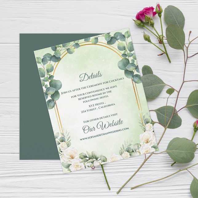 Sage Green Botanical Eucalyptus Wedding Details Enclosure Card (Sage Green Botanical Eucalyptus Wedding Details Enclosure Card)
