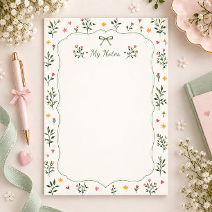 Sage Green Botanical Floral Stationery Paper
