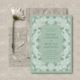 Sage Green Botanical Floral Wedding Invitation