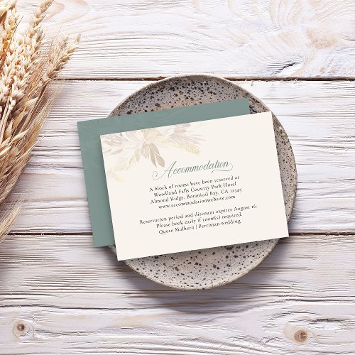 Sage Green Botanical Foliage Accommodation Enclosure Card