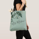 Sage Green botanical foliage personalized bride Tote Bag<br><div class="desc">Sage Green botanical foliage personalized bride Tote Bag</div>