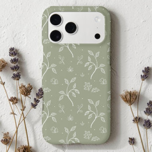 Sage Green Botanical Garden Leaves iPhone 13 Pro Max Case