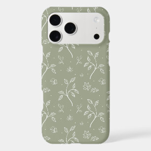 Sage Green Botanical Garden Leaves iPhone 17 Pro Max Case
