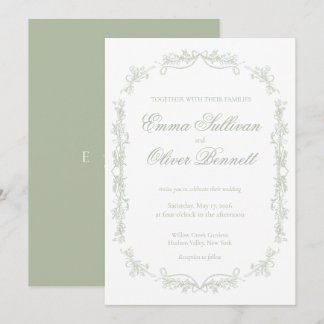 sage green botanical invitation